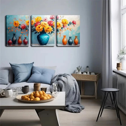 3pcs Realistic Style Triplet Vase Perfect Wall Art Set Canvas Framed 40x60cm - High Quality Print 100% Australian Made Wall Canvas Ready to Hang
