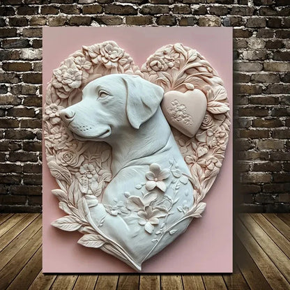 Featuring a White Labrador Theme Painting 40x60cm Metal Print Ready to Hang