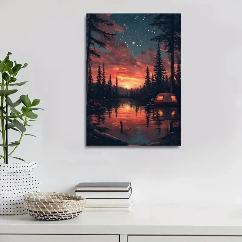 Beautiful The Kindred Pines Painting 40x60cm Metal Print Ready to Hang