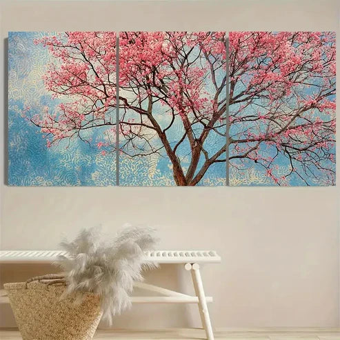 3pcs Nature Cherry Tree Entryway Art Print Wall Art Canvas Unframed - High Quality Print 100% Australian Made Wall Canvas