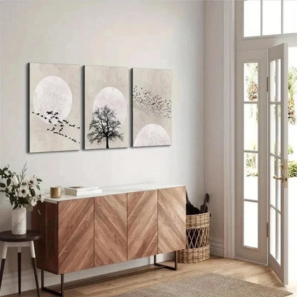 3pcs Sun Silhouette Prints, NordicWall Art Set Canvas Framed 40x60cm - High Quality Print 100% Australian Made Wall Canvas Ready to Hang