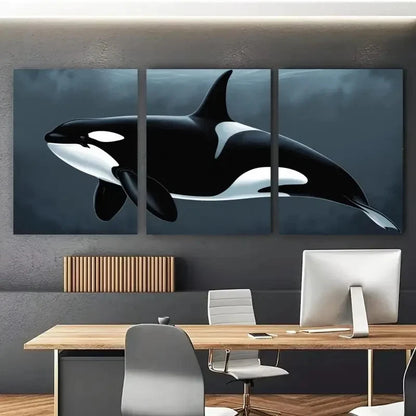 3pcs Orca Whale Wall Decorations Painting Metal Print Ready to Hang Art