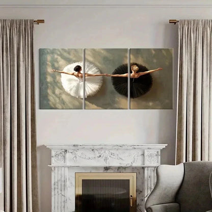 3pcs Black And White Ballet Dancers Wall Art Set Canvas Framed 40x60cm - High Quality Print 100% Australian Made Wall Canvas Ready to Hang
