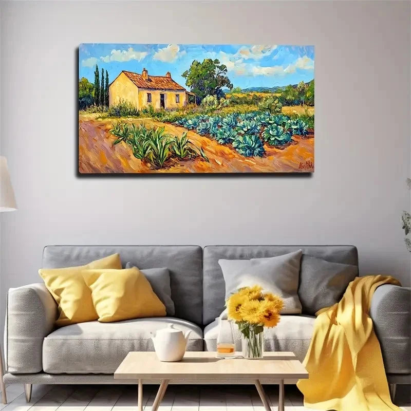 Rustic House Blooming Crop Wall Wall Art Canvas Office Home Room Framed 120x60cm