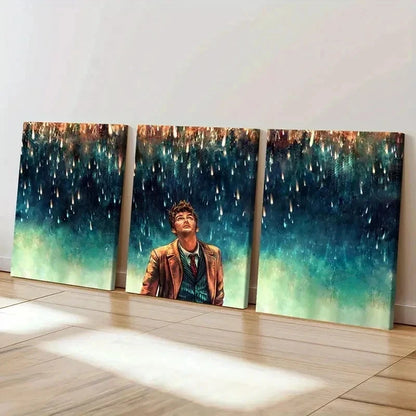 3pcs Time Traveler Doctor Sci-Fi Movie Themed Wall Art Set Canvas Framed 40x60cm - High Quality Print 100% Australian Made Wall Canvas Ready to Hang
