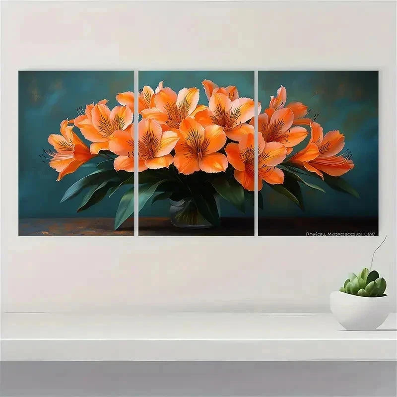 3pcs Peruvian Lilies Flower Nature Perfect Wall Art Set Canvas Framed 40x60cm - High Quality Print 100% Australian Made Wall Canvas Ready to Hang
