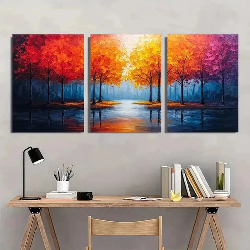 3pcs Abstract Colorful Tree Forest Wall Art Set Canvas Unframed - High Quality Print 100% Australian Made Wall Canvas