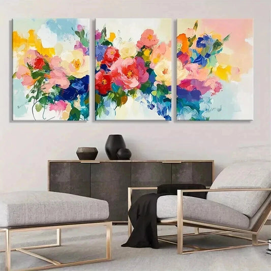 3pcs Abstract Floral Blooming Artistic Perfect Wall Art Set Canvas Framed 40x60cm - High Quality Print 100% Australian Made Wall Canvas Ready to Hang
