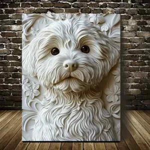 Beautiful Pomapoo Dog Featuring Painting 40x60cm Metal Print Ready to Hang
