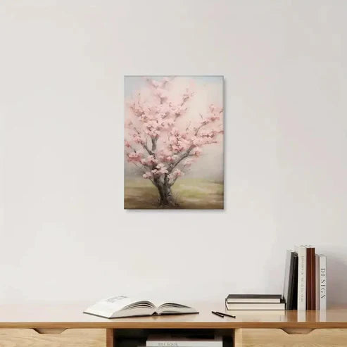 Beautiful Pink Blossoms Nature Scenery Painting  60x90cm Metal Print Ready to Hang