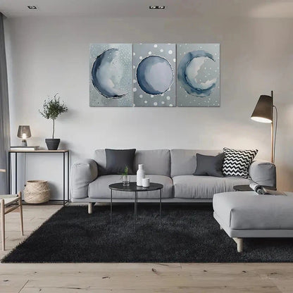 3pcs Abstract Moon Phase Watercolor Metal Print Ready to Hang Art