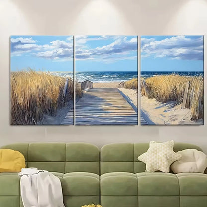 3pcs Boardwalk Print Rehoboth Beach Metal Print Ready to Hang Art