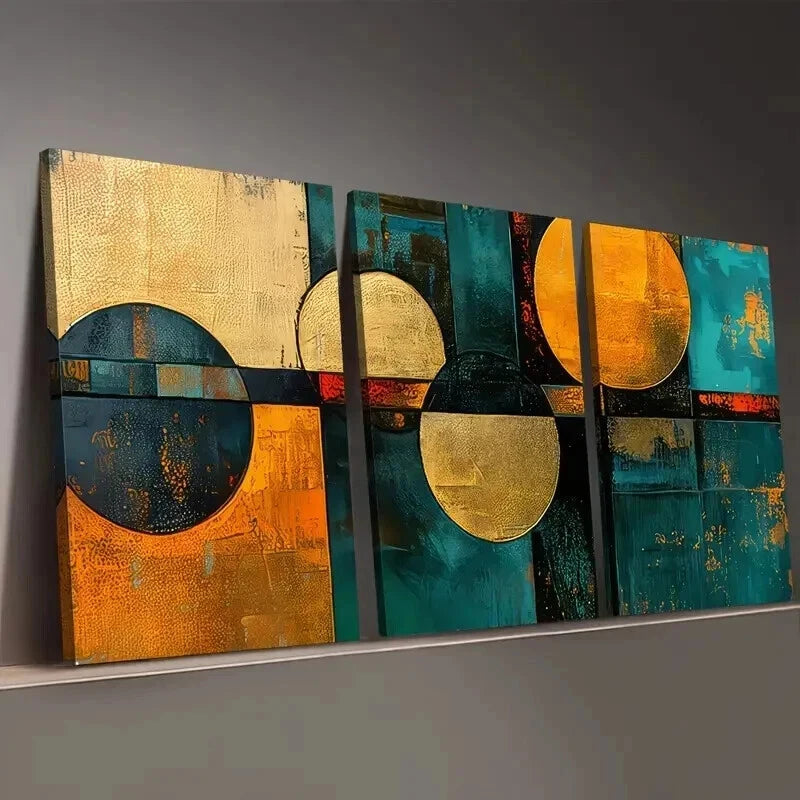 3pcs Stylish Abstract Geometric Graphic Wall Art Set Canvas Framed 40x60cm - High Quality Print 100% Australian Made Wall Canvas Ready to Hang