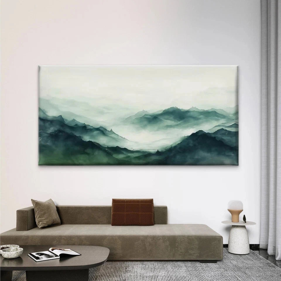 Green & Golden Abstract MountainWall Art Canvas Office Home Room Framed 120x60cm