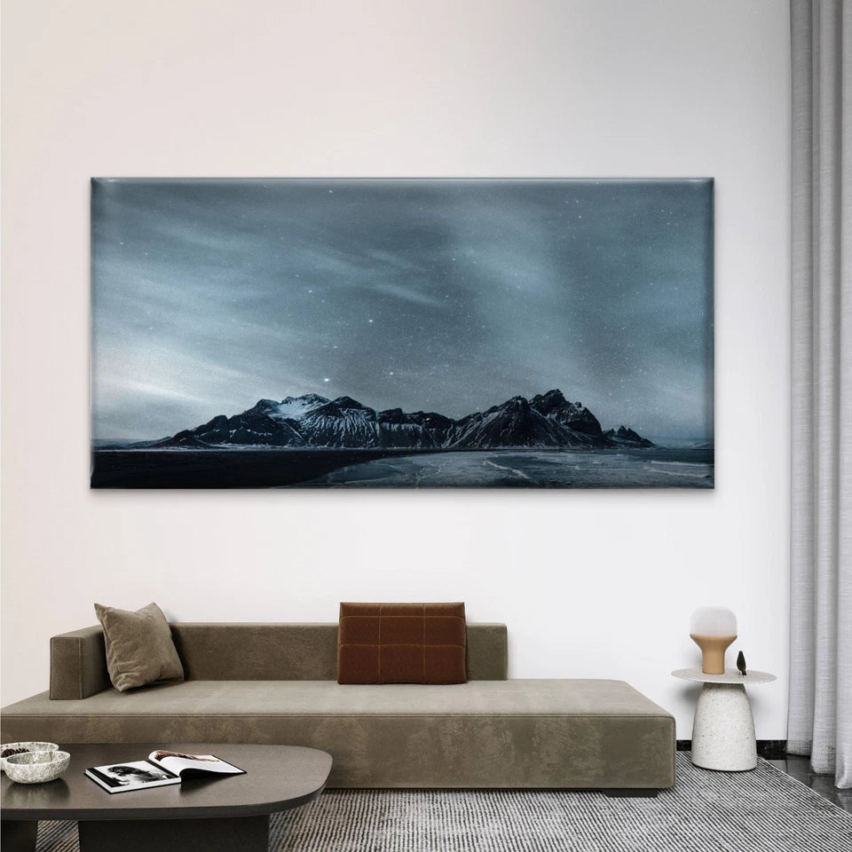Starry Sky Mountain Wall Art Canvas Office Home Room Framed 120x60cm