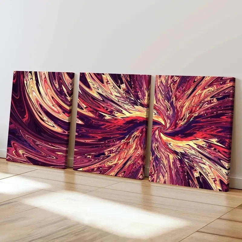 3pcs Abstract Aesthetic Swirl Psychedelic Wall Art Set Canvas Framed 60x90cm - High Quality Print 100% Australian Made Wall Canvas Ready to Hang