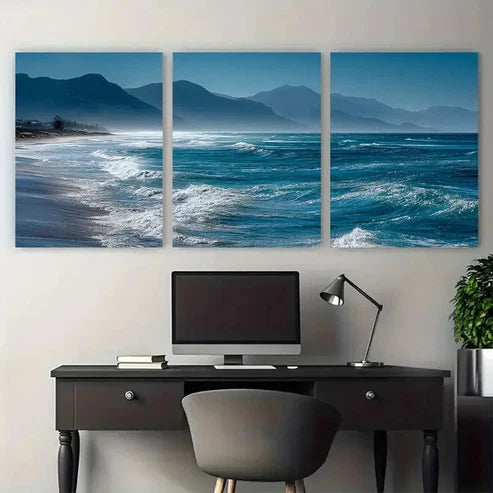 3pcs Abstract sea Wall Art Canvas Unframed - High Quality Print 100% Australian Made Wall Canvas