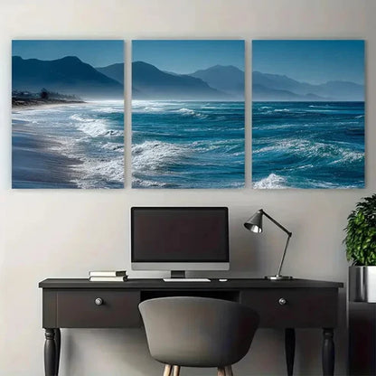 3pcs Abstract sea Wall Art Canvas Unframed - High Quality Print 100% Australian Made Wall Canvas