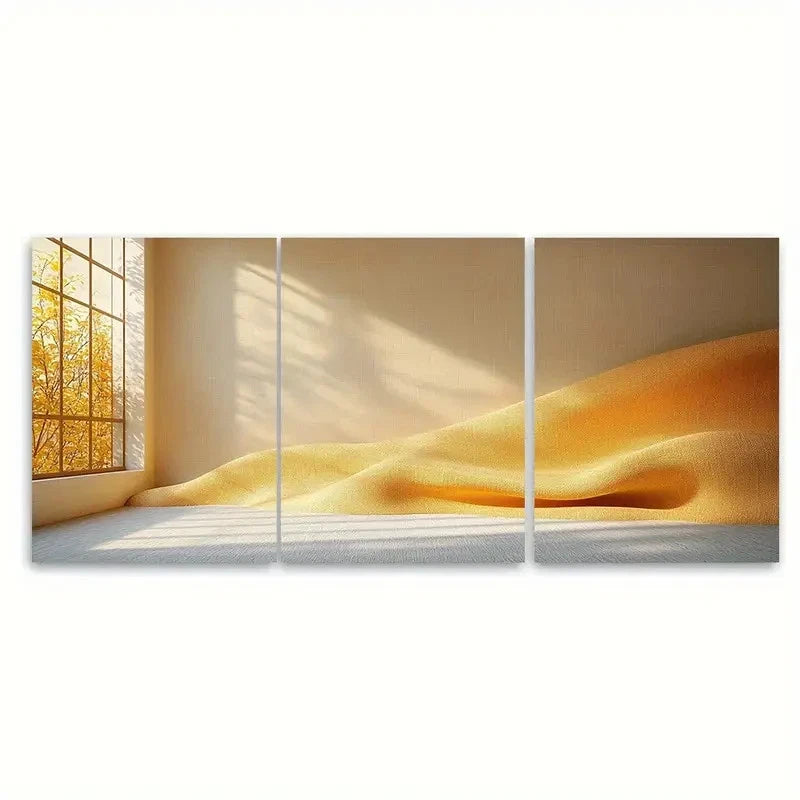 3pcs Light Beige Minimalist Soft Shapes RT   Wall Art Set Canvas Framed 40x60cm - High Quality Print 100% Australian Made Wall Canvas Ready to Hang