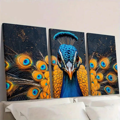 3pcs Cottage PeaRooster Lady Painting Wall Art Set Canvas Framed 60x90cm - High Quality Print 100% Australian Made Wall Canvas Ready to Hang