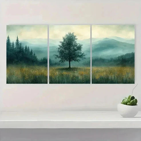 3pcs Rustic Field Landscape SD Wall Art Set Canvas Unframed - High Quality Print 100% Australian Made Wall Canvas - Bella Home Decor