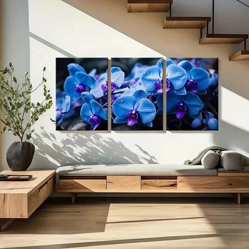 3pcs Dewy Flowers Modern Decoration Wall Art Set Canvas Framed 40x60cm - High Quality Print 100% Australian Made Wall Canvas Ready to Hang