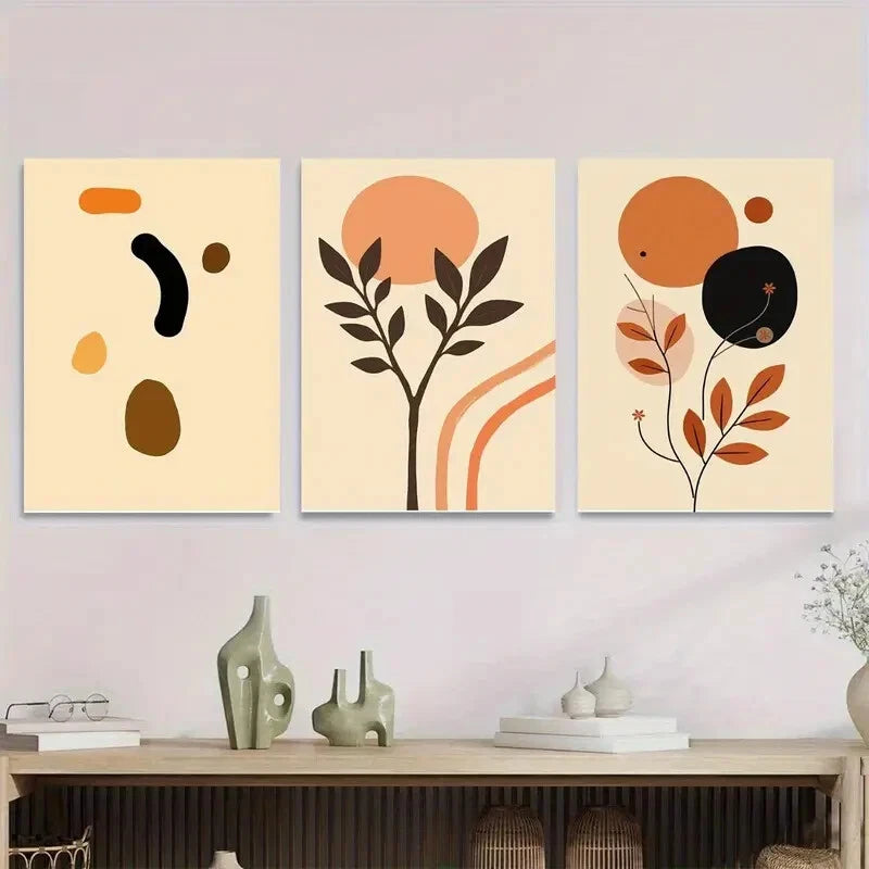 3pcs Abstract Modern Minimalist Botanical Metal Print Ready to Hang Art