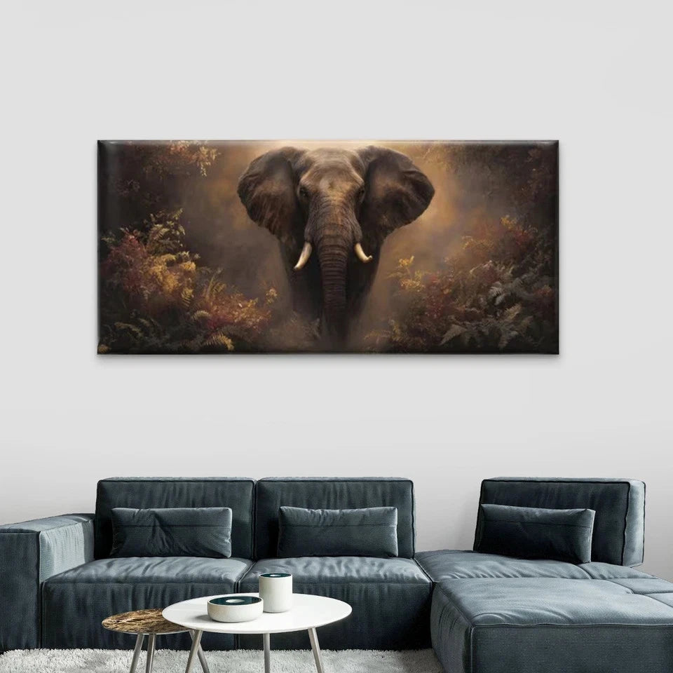 Majestic Jungle Elephant Wall Art Canvas Office Home Room Framed 120x60cm