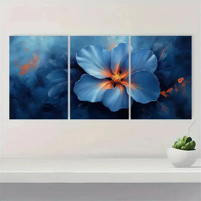 3pcs Blue Flower Painting ER Wall Art Set Canvas Unframed - High Quality Print 100% Australian Made Wall Canvas