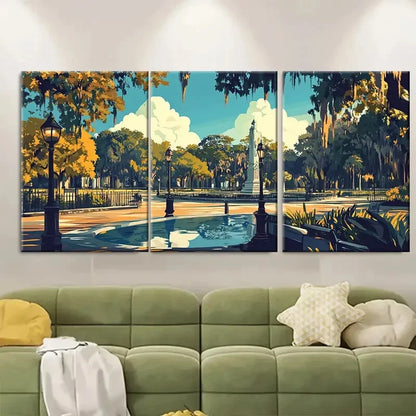 3pcs Mid Century Modern Landscape Metal Print Ready to Hang Art