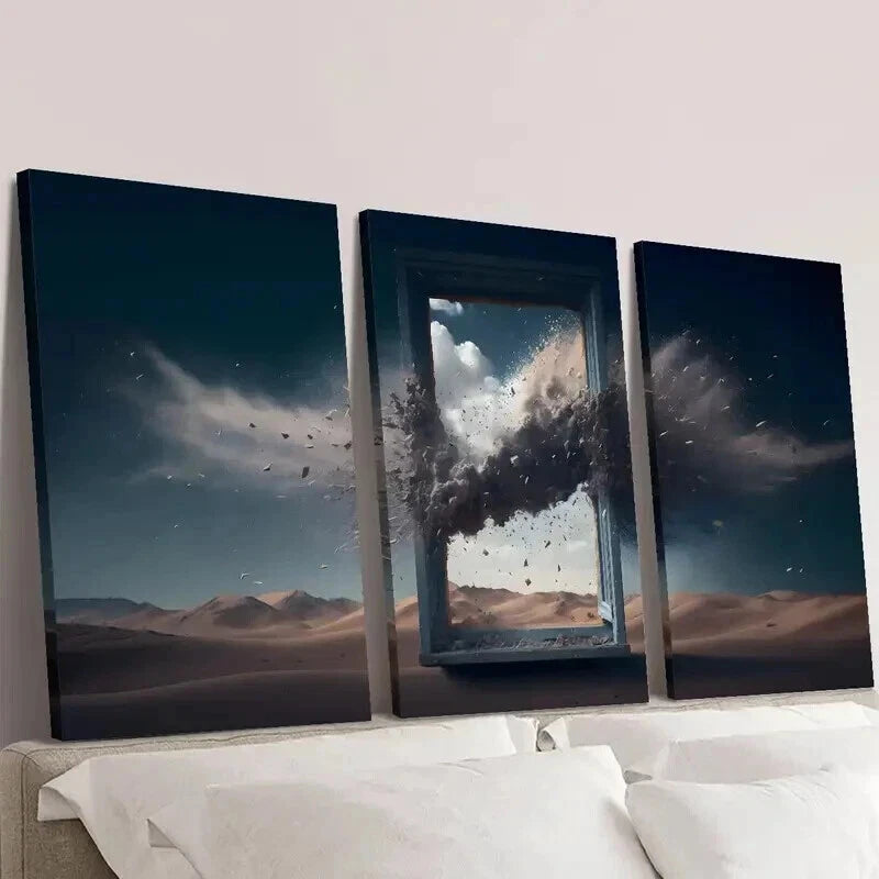 3pcs Explosion Fragments Synthesized From Window Wall Art Set Canvas Framed 40x60cm - High Quality Print 100% Australian Made Wall Canvas Ready to Hang
