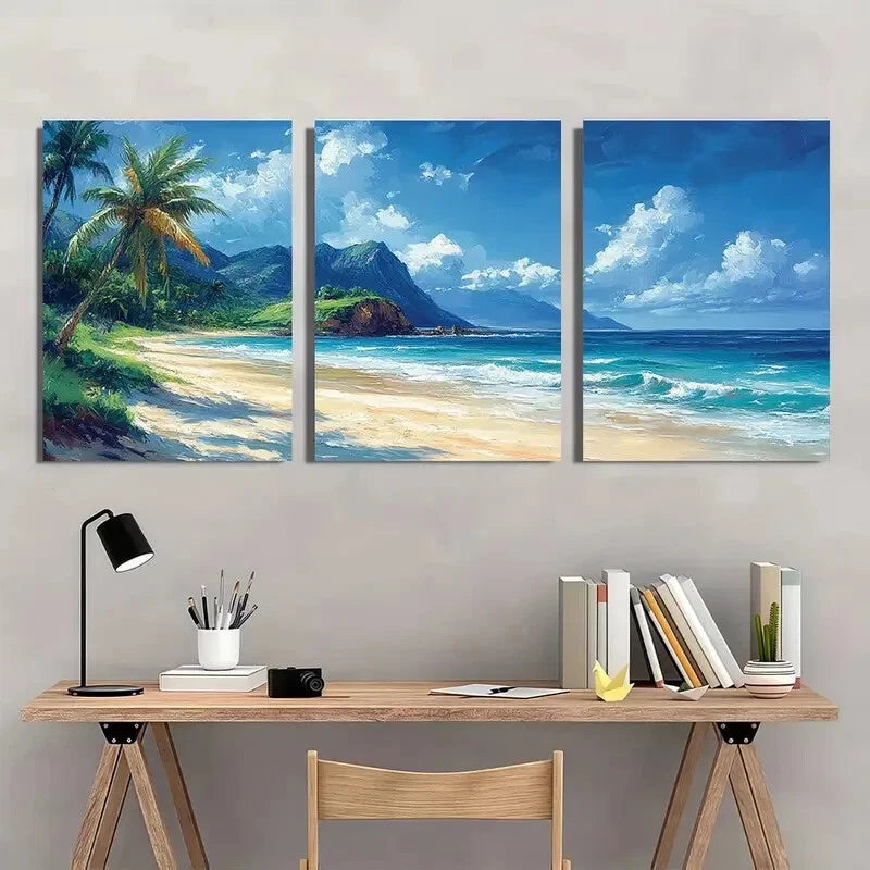 3pcs Tropical Beach Scene Seaview Metal Print Ready to Hang Art