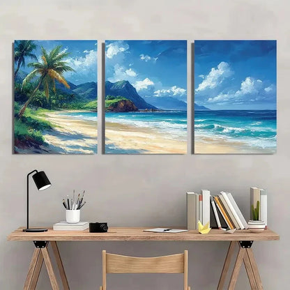 3pcs Tropical Beach Scene Seaview Metal Print Ready to Hang Art
