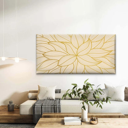 Abstract Golden Lines Design Wall Art Canvas Office Home Room Framed 120x60cm