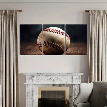 3pcs Baseball Sport Artistic Vintage Metal Print Ready to Hang Art