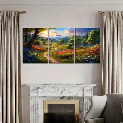 3pcs Fantasy Natural Landscape Anime Style Wall Art Set Canvas Framed 40x60cm - High Quality Print 100% Australian Made Wall Canvas Ready to Hang