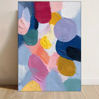 Vibrant Colorful Shapes on Light Blue Background 60x90cm Metal Print Ready to Hang