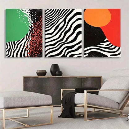 3pcs Modern Abstract Zebra Stripes Perfect Wall Art Set Canvas Framed 40x60cm - High Quality Print 100% Australian Made Wall Canvas Ready to Hang