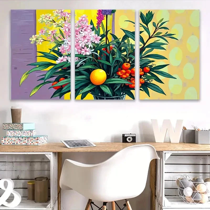 3pcs Stunning Floral Designs Wall Art Set Canvas Framed 60x90cm - High Quality Print 100% Australian Made Wall Canvas Ready to Hang