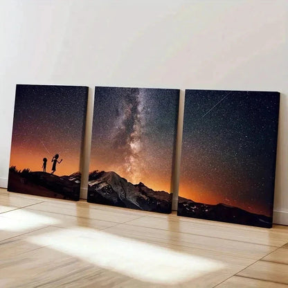 3pcs Classic Cartoon Art Starry Sky Wall Art Set Canvas Framed 40x60cm - High Quality Print 100% Australian Made Wall Canvas Ready to Hang