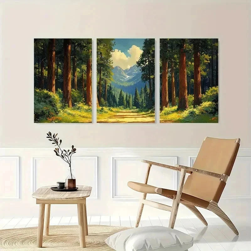 3pcs Sequoia Trees Park Redwocod Perfect Wall Art Set Canvas Framed 40x60cm - High Quality Print 100% Australian Made Wall Canvas Ready to Hang