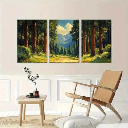 3pcs Sequoia Trees Park Redwocod Perfect Wall Art Set Canvas Framed 40x60cm - High Quality Print 100% Australian Made Wall Canvas Ready to Hang