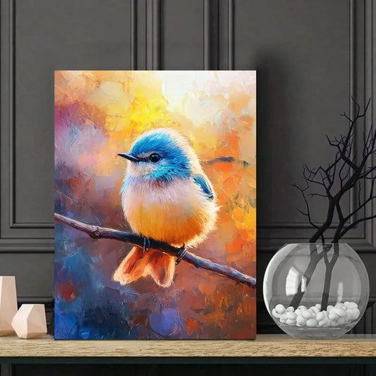 The Cute Little Bird Sitting Painting 40x60cm Metal Print Ready to Hang