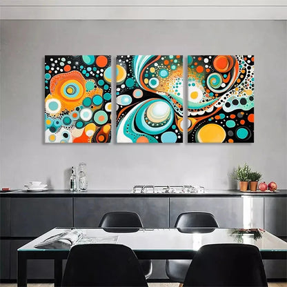 3pcs Abstract Geometric Circle Swirl Perfect Wall Art Set Canvas Framed 40x60cm - High Quality Print 100% Australian Made Wall Canvas Ready to Hang