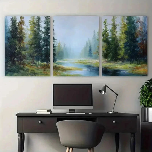 3pcs Forest Landscape Trees Nature Perfect Wall Art Set Canvas Framed 60x90cm - High Quality Print 100% Australian Made Wall Canvas Ready to Hang