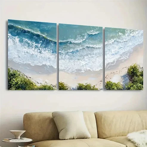 3pcs Bird's Eye View Beach Wall Art Set Canvas Unframed - High Quality Print 100% Australian Made Wall Canvas
