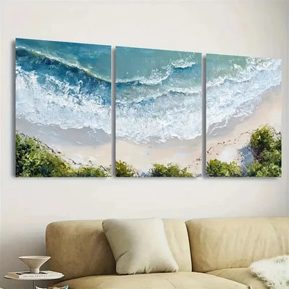 3pcs Bird's Eye View Beach Wall Art Set Canvas Unframed - High Quality Print 100% Australian Made Wall Canvas