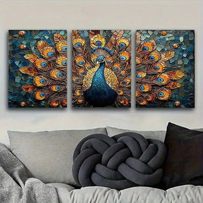3pcs PeaRooster Mosaic Wall Art Set Canvas Unframed - High Quality Print 100% Australian Made Wall Canvas