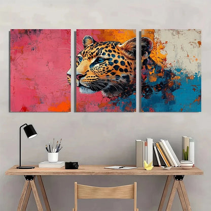 3pcs Matisse Leopard Vibrant Animal Wall Art Set Canvas Framed 50x70cm - High Quality Print 100% Australian Made Wall Canvas Ready to Hang