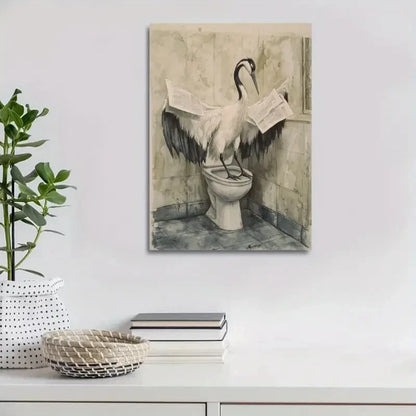 Modern Crane Contemporary Newspaper Painting 40x60cm Metal Print Ready to Hang